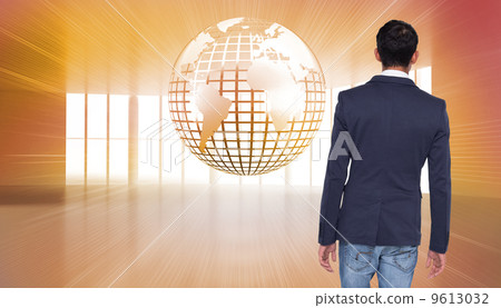 Composite image of casual businessman walking 9613032