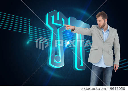 Composite image of trendy model pointing to something Composite image of trendy model pointing to something 9613050