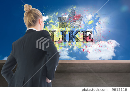 Composite image of businesswoman standing with hands on hips Composite image of businesswoman standing with hands on hips 9613116