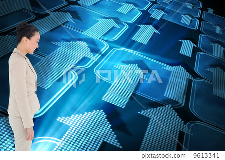 Composite image of smiling asian businesswoman 9613341