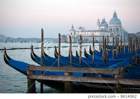gondolas on Salute church view background gondolas on Salute church view background 9614062