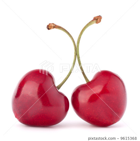 Two heart shaped cherry berries 9615368