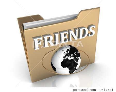 FRIENDS bright white letters on a golden folder 9617521