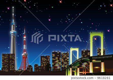 Illustration of Tokyo night view 9618281