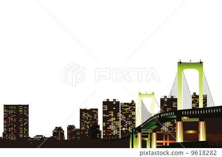 東京夜視圖的例證 9618282