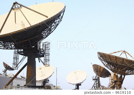 Satellite Communications Dishes on top of TV Station Satellite Communications Dishes on top of TV Station 9619110