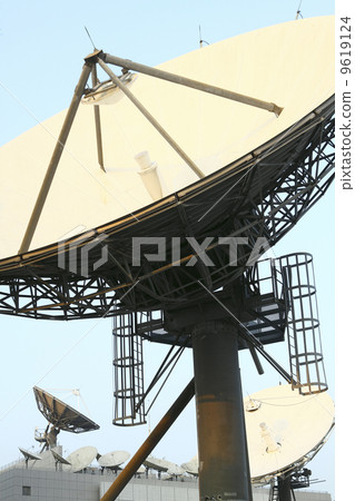 Satellite Communications Dishes on top of TV Station Satellite Communications Dishes on top of TV Station 9619124