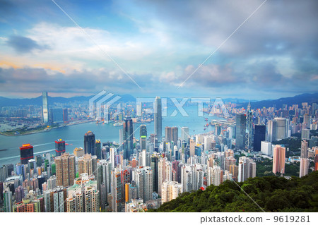 Hong Kong skyline from Victoria Peak at sunrise Hong Kong skyline from Victoria Peak at sunrise 9619281