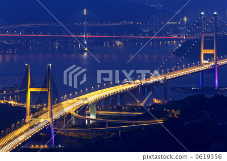 tsing ma bridge at night, Hong Kong Landmark tsing ma bridge at night, Hong Kong Landmark 9619356