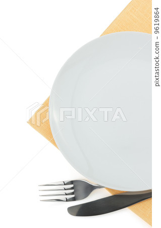 plate, knife and fork on white plate, knife and fork on white 9619864