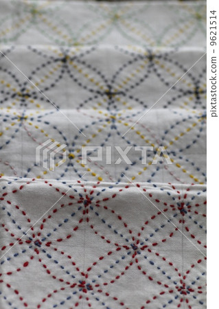 Colorful sashiko cloth, Shippo pattern sashiko 9621514
