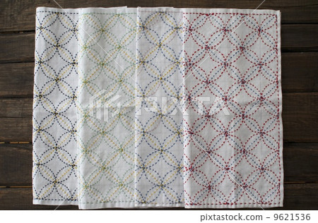 Colorful sashiko cloth, Shippo pattern sashiko Colorful sashiko cloth, Shippo pattern sashiko 9621536