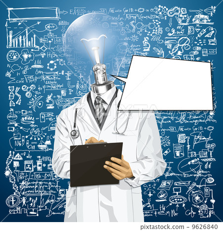 Vector Lamp Head Doctor Man With Clipboard Vector Lamp Head Doctor Man With Clipboard 9626840
