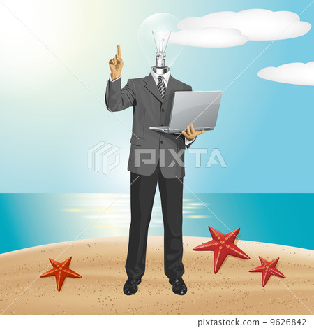 Vector Lamp Head Business Man Shows Something With Finger Vector Lamp Head Business Man Shows Something With Finger 9626842