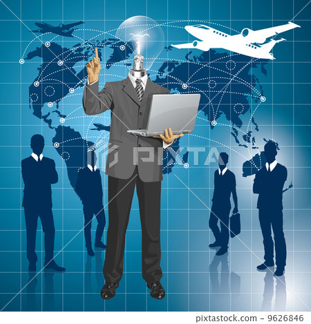 Vector Lamp Head Business Man Shows Something With Finger Vector Lamp Head Business Man Shows Something With Finger 9626846