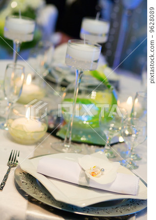Table set for an event party or wedding reception Table set for an event party or wedding reception 9628089