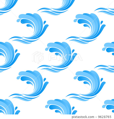 Seamless pattern of blue curling waves 9628765