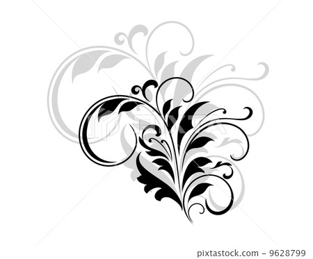Abstract black floral design element 9628799