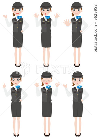 女人的面部表情接待全身 9629958