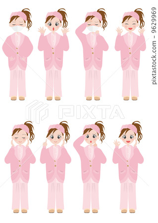 Female facial expression whole body pajamas Female facial expression whole body pajamas 9629969