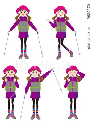 Female facial expression Full body mountain girl 9629970