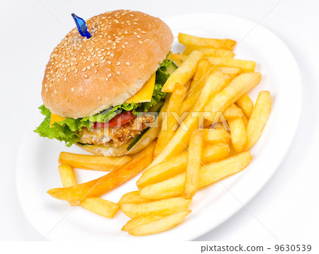 cheeseburger with deep fried potatoes cheeseburger with deep fried potatoes 9630539