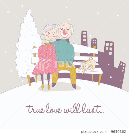 Old Couple in Winter Background Old Couple in Winter Background 9630862