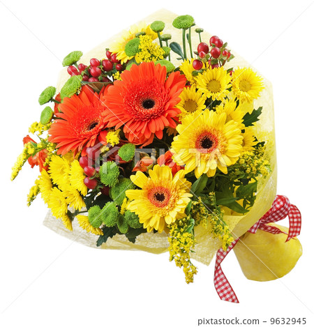 Bouquet from gerbera flowers isolated on white background. 9632945