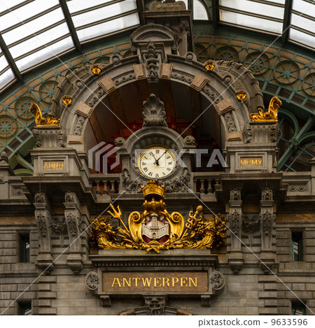 Clock on Antwerp Central Railway Station 9633596