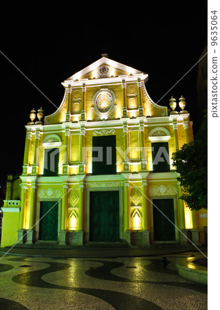 Sao Domingos, St. Dominic's Church in Macau at night. 9635064