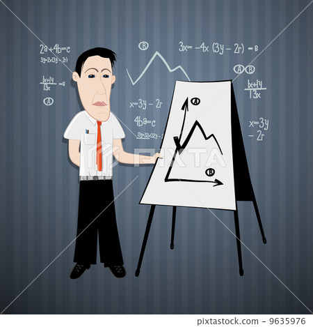 Business Man, Teacher and Flip Chart Illustration 9635976
