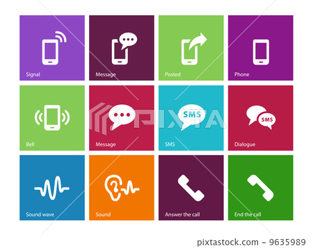 Phone icons on color background. - Stock Illustration [9635989] - PIXTA