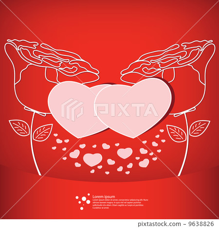 Colorful red background with heart Love and Rose flower 9638826