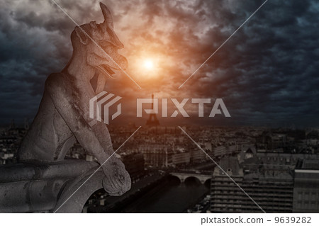 Chimera (gargoyle) of the Cathedral of Notre Dame de Paris 9639282