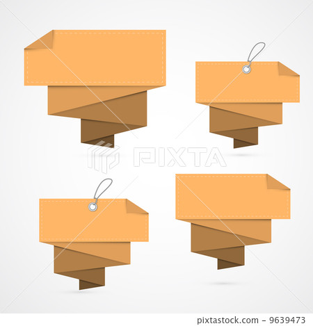 Paper label tag with string on cardboard Vector Image