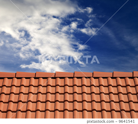 Roof tiles and sky with clouds Roof tiles and sky with clouds 9641541