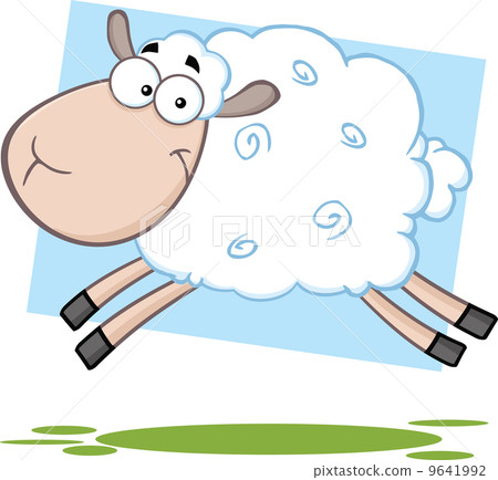 Funny Sheep Cartoon Character Jumping Funny Sheep Cartoon Character Jumping 9641992
