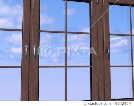 Sky seen through an wooden window Sky seen through an wooden window 9642434