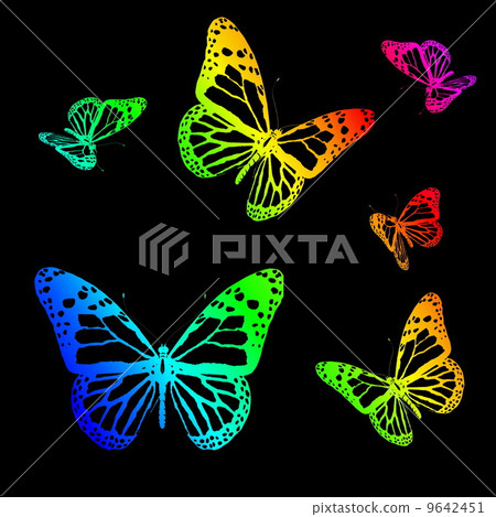 Silhouettes of butterflies on a black background Silhouettes of butterflies on a black background 9642451