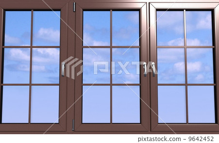 Sky seen through an wooden window 9642452