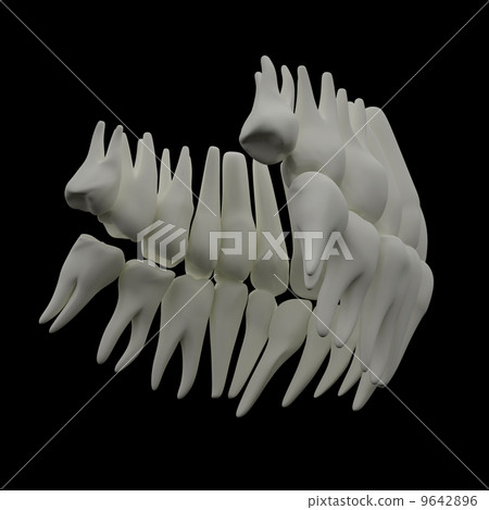 3d image of white teeth isolated on black - bottom view 9642896