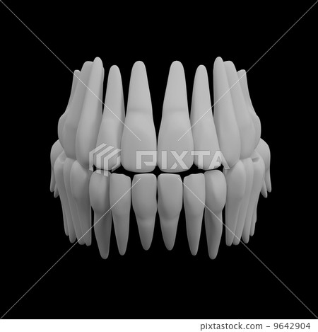 3d human red teeth - front view 9642904