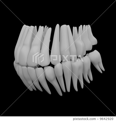 3D teeth on black background - side view 9642920