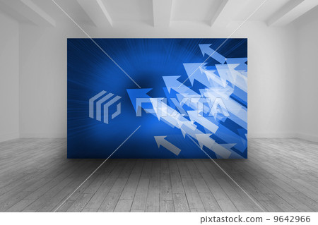 White room with blue picture of arrows White room with blue picture of arrows 9642966