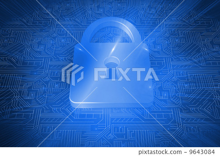 Lock on blue circuit background - Stock Illustration [9643084] - PIXTA