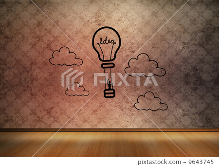 Light bulb graphic in empty brown room 9643745
