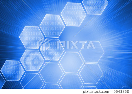 Shiny hexagons on blue background - Stock Illustration [9643868] - PIXTA