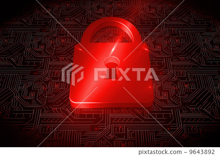 Shiny red lock on black background Shiny red lock on black background 9643892