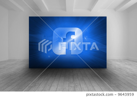 White room with abstract picture of social media icon 9643959
