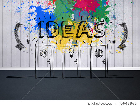 Colourful idea graphic in empty room 9643965